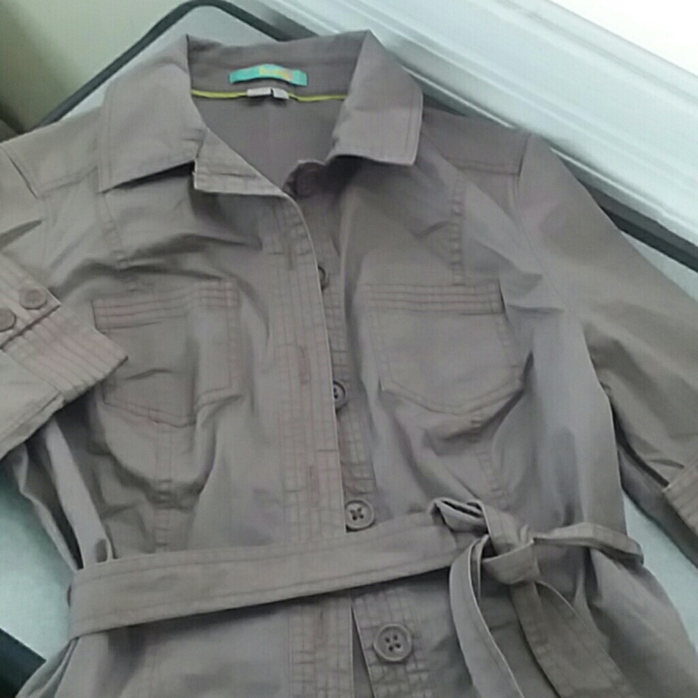 BODEN BELTED SAFARI BUTTON DOWN KHAKI SHIRT DRESS